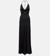 Victoria Beckham Gathered Jersey Open-back Gown In Black