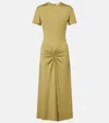 Victoria Beckham Gathered Jersey T-shirt Dress In Green