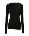 Victoria Beckham Asymmetric Cut Out Crewneck Top In Black