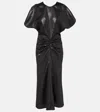 Victoria Beckham Gathered Waist Viscose Dress In Black