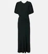 Victoria Beckham Gathered Waist Crepe Midi Dress