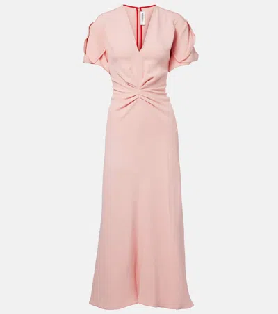 Victoria Beckham Gathered Midi Dress In Pink