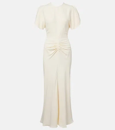 Victoria Beckham Gathered Midi Dress In Neutral