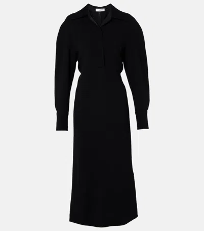 Victoria Beckham Gathered Midi Dress In Black