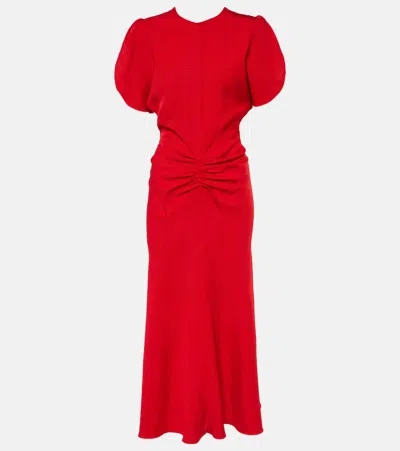 VICTORIA BECKHAM GATHERED MIDI DRESS