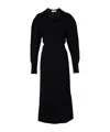 Victoria Beckham Women Black Long Sleeve Polo Collar Midi Dress, Xs Luxury Dresses For Women Darveys In Black