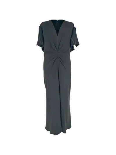 Pre-owned Victoria Beckham Gathered Midi Dress In Black