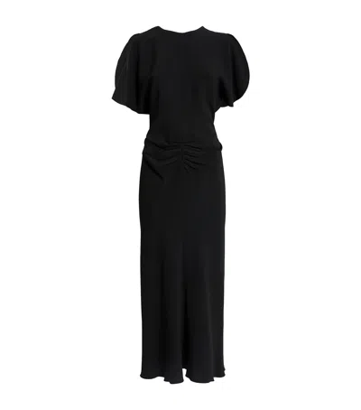 VICTORIA BECKHAM GATHERED MIDI DRESS