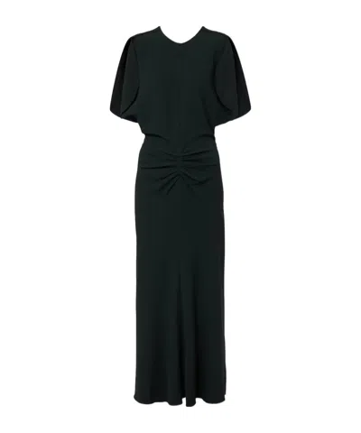 Victoria Beckham Gathered Midi Dress In Green
