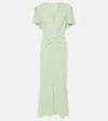 Victoria Beckham Jade Green Ruffled Midi Dress In Green