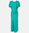 Victoria Beckham Gathered Waist Midi Dress In Green