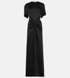 Victoria Beckham Black Gathered Waist Dress In Black