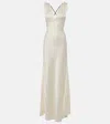 Victoria Beckham Gathered Open-back Crêpe Satin Gown In White