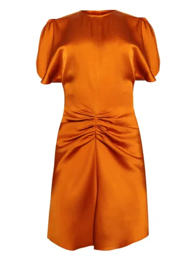 Victoria Beckham Womens Sunset Orange Ruched Regular-fit Woven Mini Dress