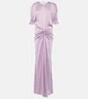 Victoria Beckham Gathered V-neck Midi Dress In Pink