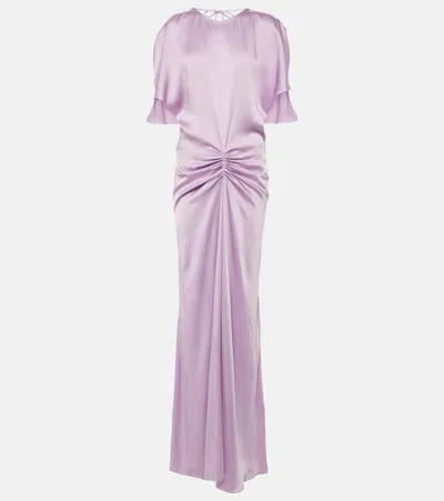 VICTORIA BECKHAM GATHERED RUCHED SATIN GOWN