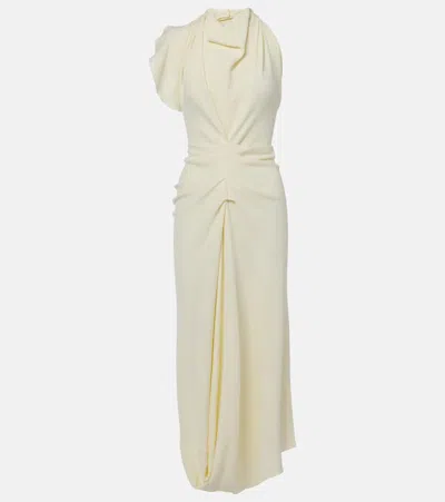 Victoria Beckham Gathered Satin Crepe Midi Dress