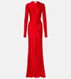 Victoria Beckham Gathered Satin Gown In Red