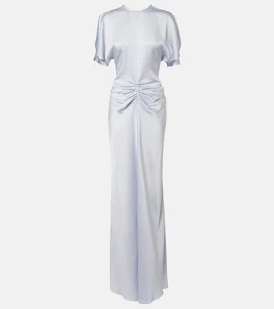 Victoria Beckham Gathered Satin Gown In Silver