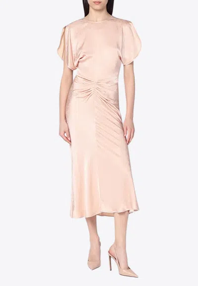 Victoria Beckham Gathered Satin Midi Dress