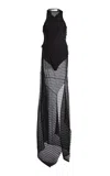 Victoria Beckham Gathered Sheer-knit Maxi Dress In Black