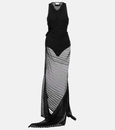 Victoria Beckham Gathered Sheer Tulle Maxi Dress