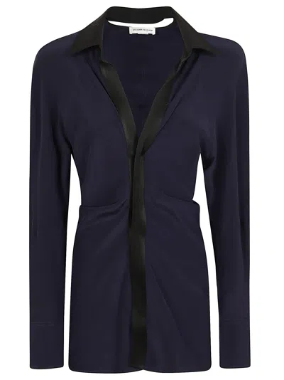 Victoria Beckham Blouse With Contrasting Details In Blue