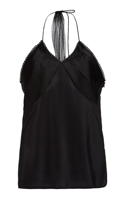 Victoria Beckham Gathered Silk Cami Top In Black