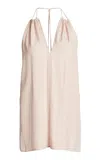 Victoria Beckham Gathered Silk Halter Top In Light Pink