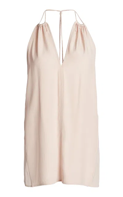 Victoria Beckham Gathered Silk Halter Top In Light Pink