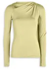 Victoria Beckham Gathered Stretch-jersey Top In Green