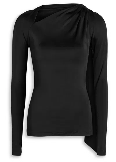 Victoria Beckham Gathered Stretch-jersey Top In Black
