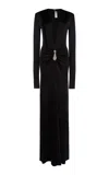 Victoria Beckham Gathered Stretch Satin Gown In Black