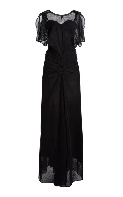 Victoria Beckham Gathered Tulle Gown In Black