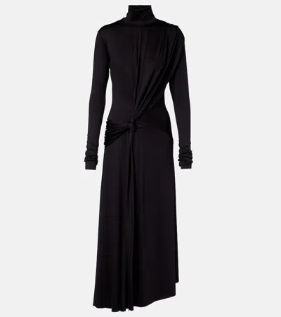 Victoria Beckham Gathered Turtleneck Midi Dress In Black