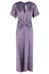 Victoria Beckham Gathered Satin Midi Dress