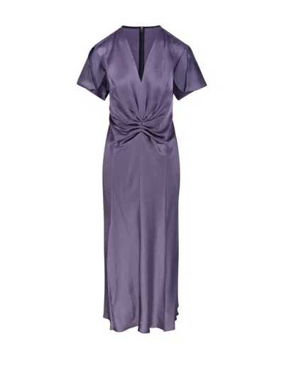Victoria Beckham Dress With Gathered Details In Purple