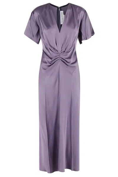 Victoria Beckham Dress With Gathered Details In Purple