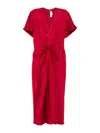 Victoria Beckham Gathered Wool-blend Midi Dress In Brown