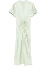 Victoria Beckham Women's Gathered V-neck Midi Dress In Green