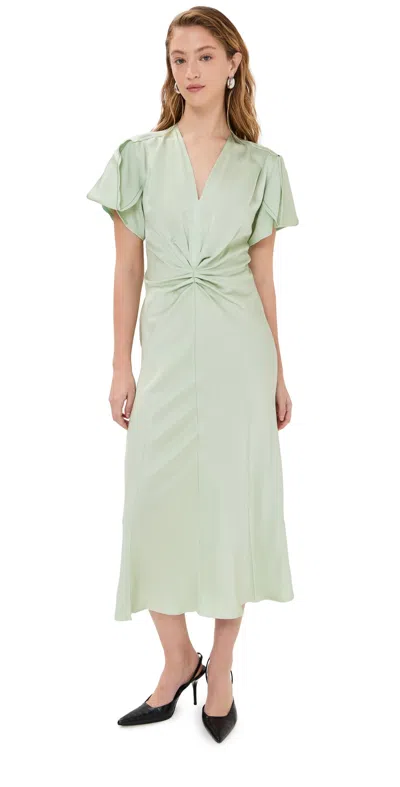 Victoria Beckham Women's Gathered V-neck Midi Dress In Green