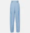 Victoria Beckham Gathered Wool Wide-leg Pants In Blue