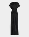 Victoria Beckham Black Gathered Waist Dress In Ivory
