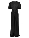 Victoria Beckham Black Gathered Waist Dress In Black