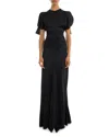 Victoria Beckham Gathered Waist Floor Length Dress In Blue