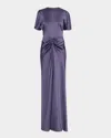 Victoria Beckham Womens Eclipse Isabella Ruched Satin Gown In Blue