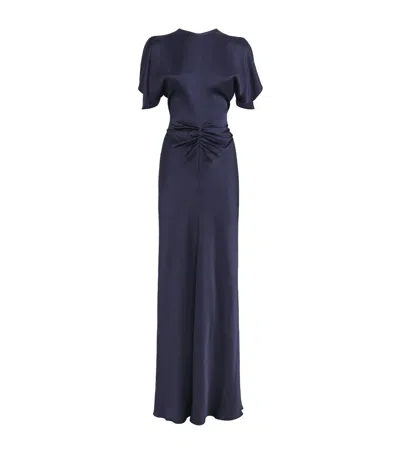 Victoria Beckham Gathered Waist Maxi Dress In Blue