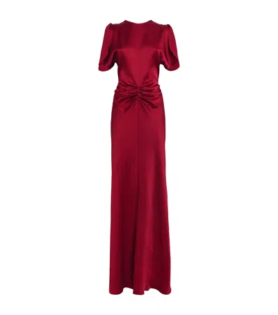 Victoria Beckham Gathered Waist Maxi Dress In Red