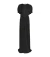 Victoria Beckham Gathered Open-back Crêpe Satin Gown In Black