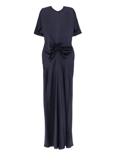 Victoria Beckham Gathered-waist Maxi Dress In Blue